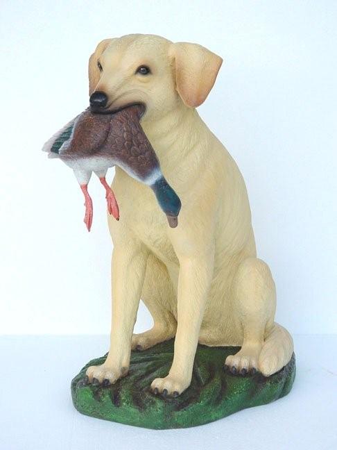 Yellow Lab Hunting Dog with Duck in Mouth - Click Image to Close